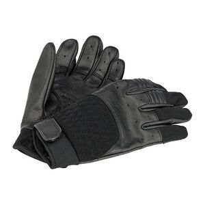 Men's Black Leather Riding Gloves